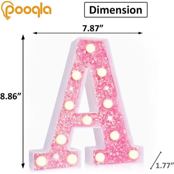 LED Marquee Letter Lights, Light Up Pink Letters Glitter Alphabet Letter Sign - Picture 5 of 7